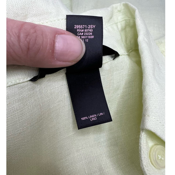 NEW Victoria's Secret 100% Linen Light Yellow/Green Tie Waist Smocked Romper 10 - Picture 3 of 6